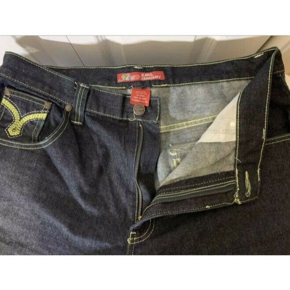 Jinzu Denim Mens Size 38 X 32 Sword Pockets Embroidered Baggy Loose Hip Hop Blue - Picture 3 of 7